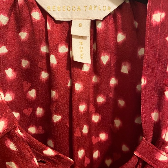 Rebecca Taylor BLURRY HEART SILK TIE NECK BLOUSE - Picture 6 of 7